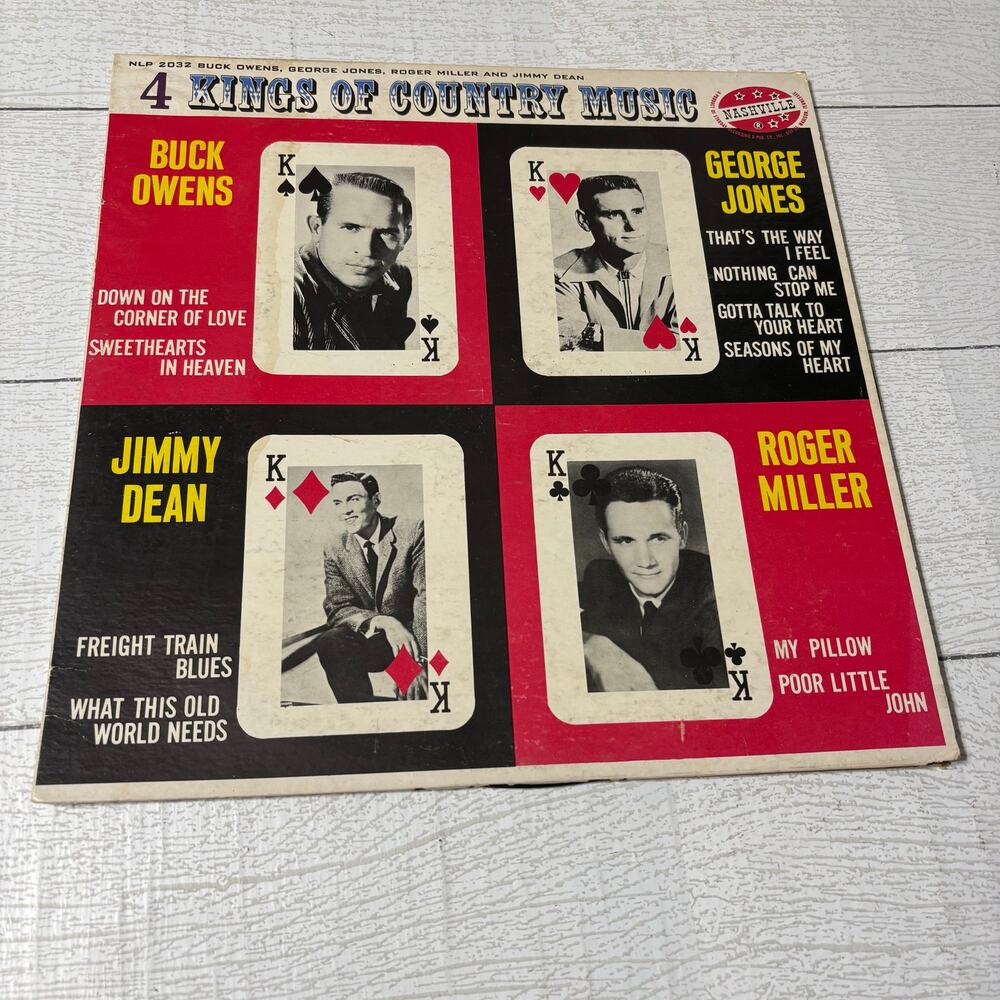 Vintage 1966 4 Kings of Country Vinyl Nashville Records LP